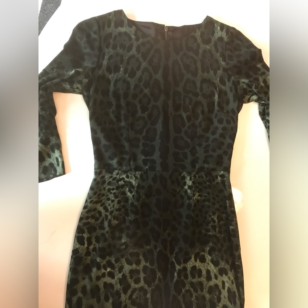 Dolce & Gabbana Mint condition! SILK Green Leopard Print Dress with back zipper. - Picture 13 of 16